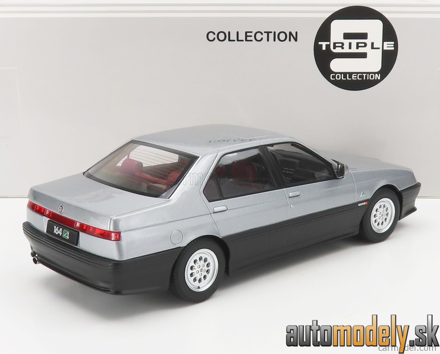 Triple9 - ALFA ROMEO 164 Q4 1994 DARK RED INTERIOR SILVER GREY - 1:18