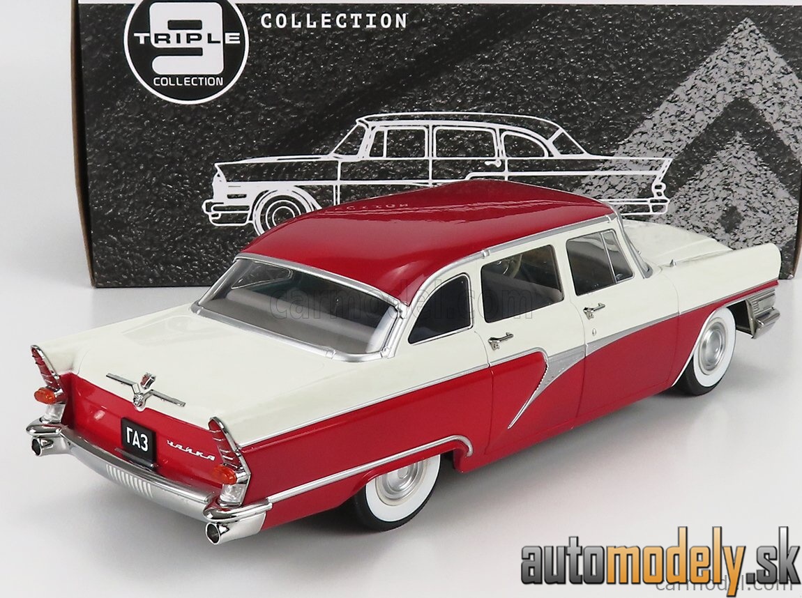 Triple9 - GAZ 13 Čajka 1959 tmavočervená biela - 1:18