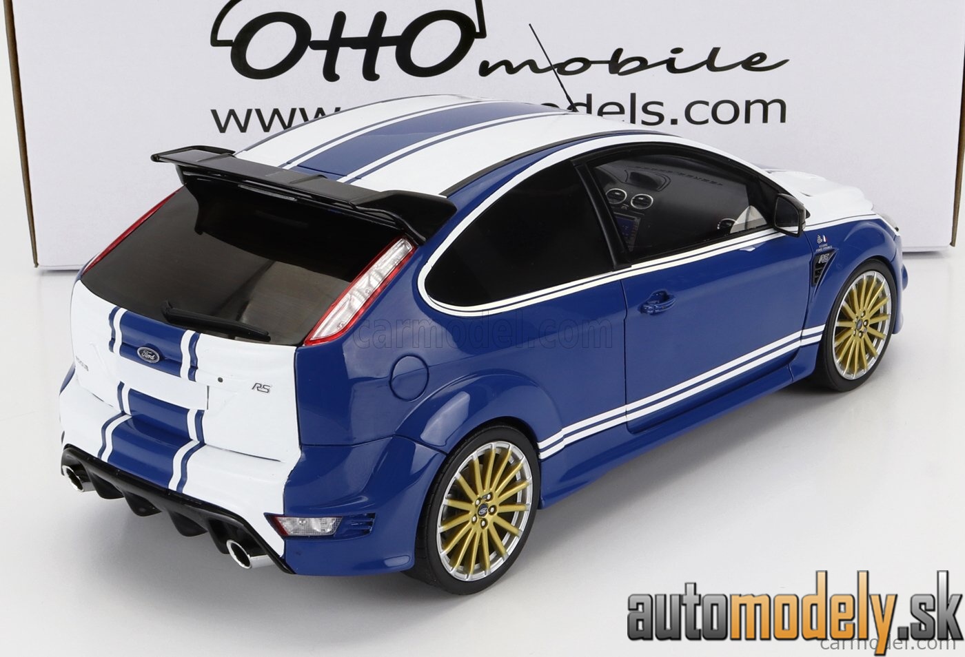 OttOmobile - FORD ENGLAND FOCUS RS MKII 2010 - 24h LE MANS TRIBUTE BLUE WHITE - 1:18
