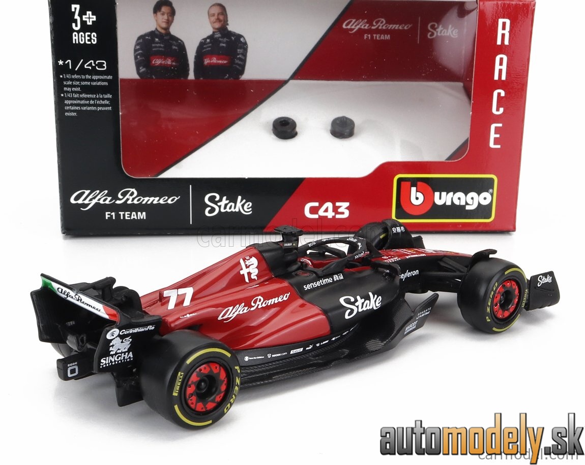 Bburago - ALFA ROMEO F1 C43 TEAM STAKE N 77 SEASON 2023 VALTTERI BOTTAS - 1:43