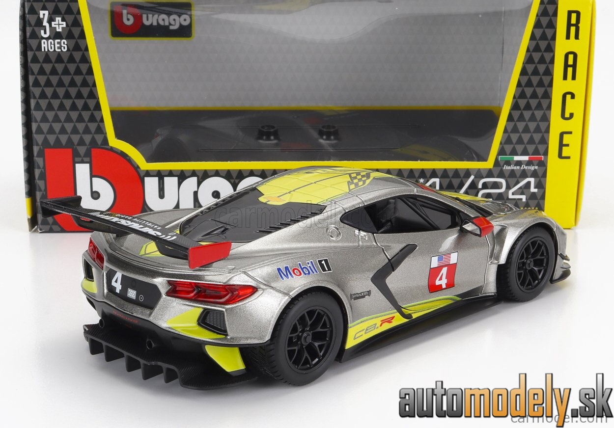 Bburago - CHEVROLET C8.R 6.2L V8 TEAM CORVETTE RACING N 4 RACING 2021 GREY YELLOW - 1:24