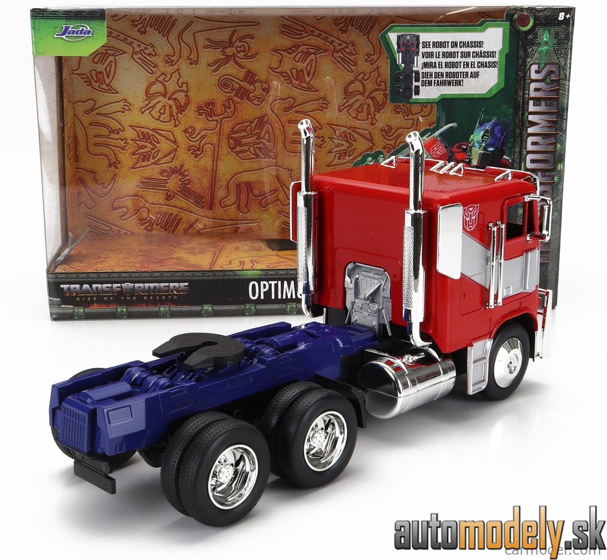 Jada - PETERBILT 352 TRACTOR TRUCK 3-ASSI 1979 OPTIMUS PRIME TRANSFORMERS MOVIE RED BLUE - 1:24