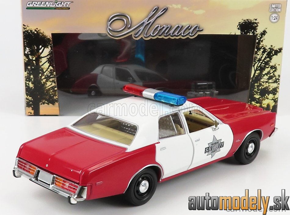GreenLight - DODGE MONACO POLICE FINCHBURG 1977 RED WHITE - 1:24