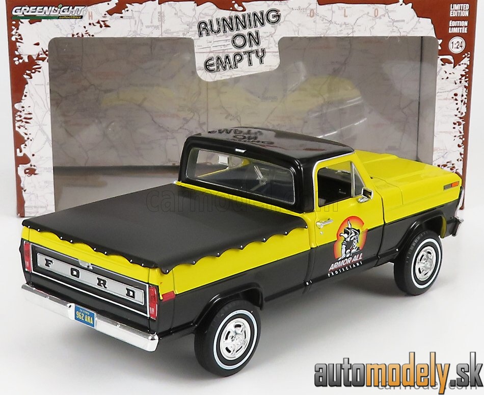 GreenLight - FORD USA F-100 PICK-UP ARMOR ALL WITH BLACK COVER 1970 YELLOW BLACK - 1:24