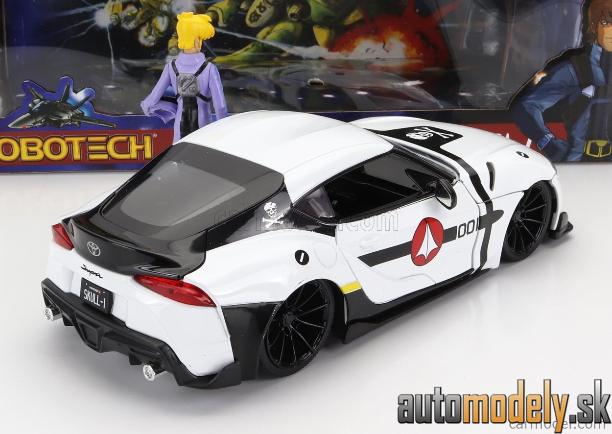 Jada - TOYOTA SUPRA WITH ROY FOCKER FIGURE ROBOTECH 2020 WHITE BLACK - 1:24
