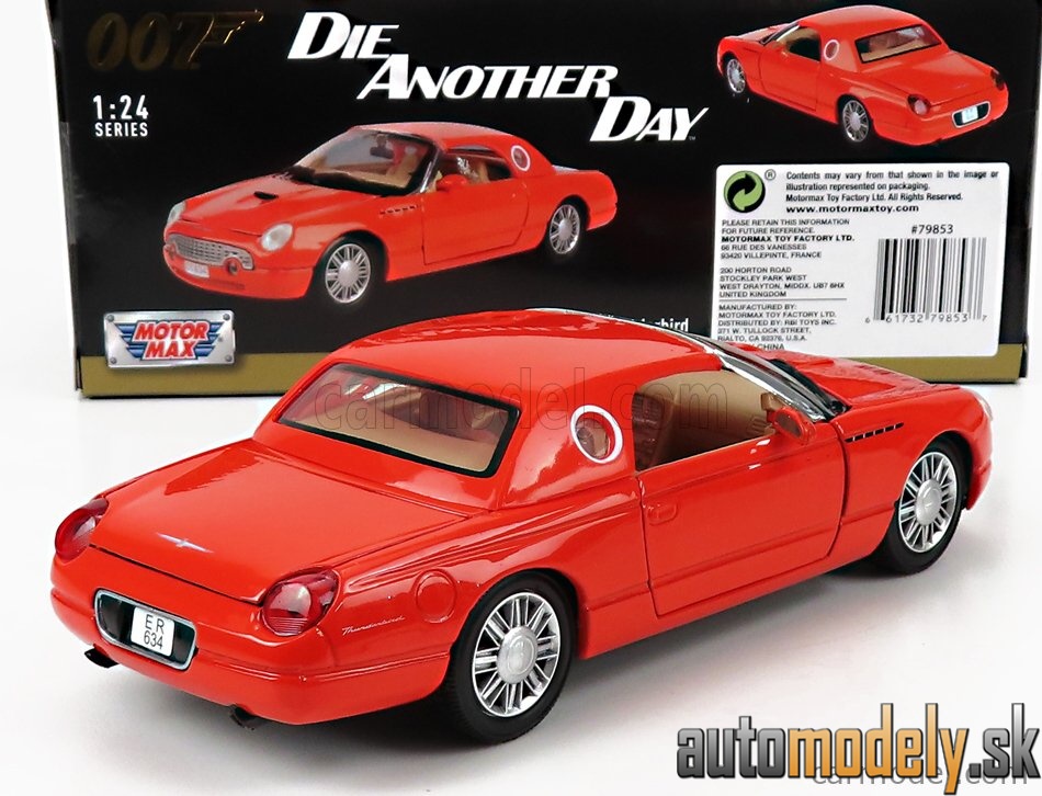 Motormax - FORD USA THUNDERBIRD 1999 007 JAMES BOND DIE ANOTHER DAY ORANGE - 1:24