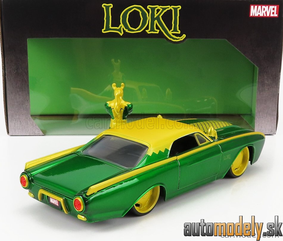 Jada - FORD USA THUNDERBIRD WITH MARVEL LOKI 1963 GREEN YELLOW - 1:24