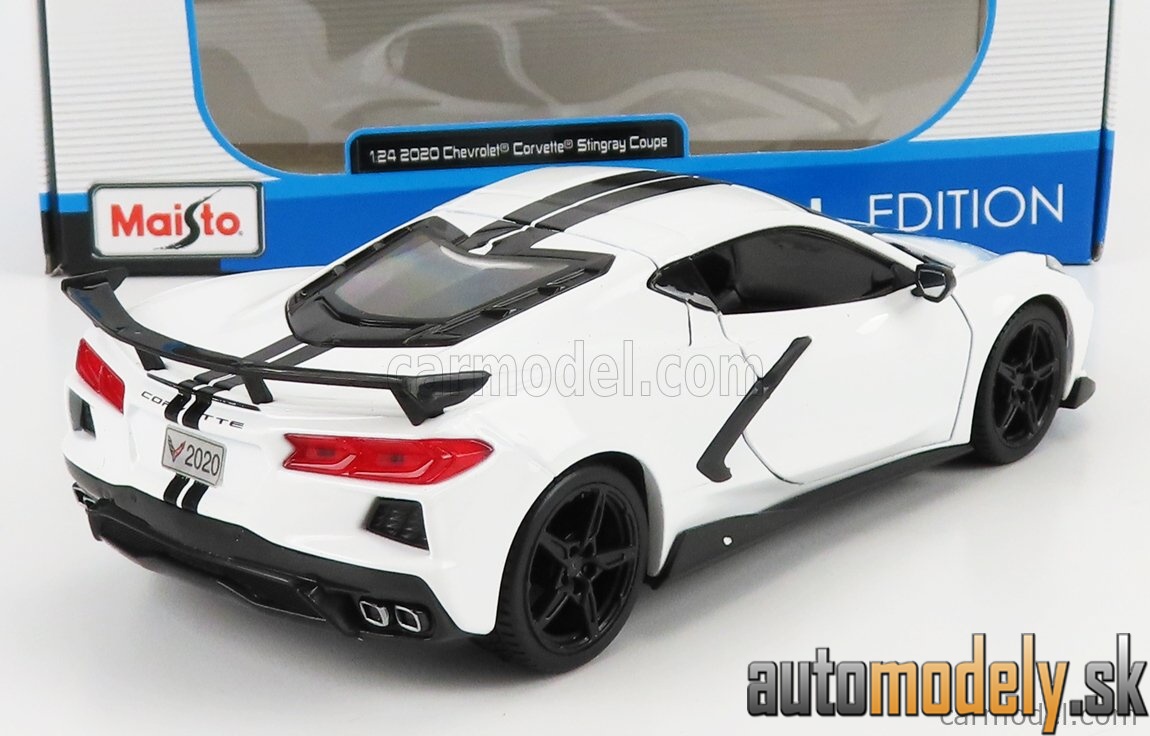 Maisto - CHEVROLET CORVETTE STINGRAY COUPE HIGH WING 2020 WHITE - 1:24