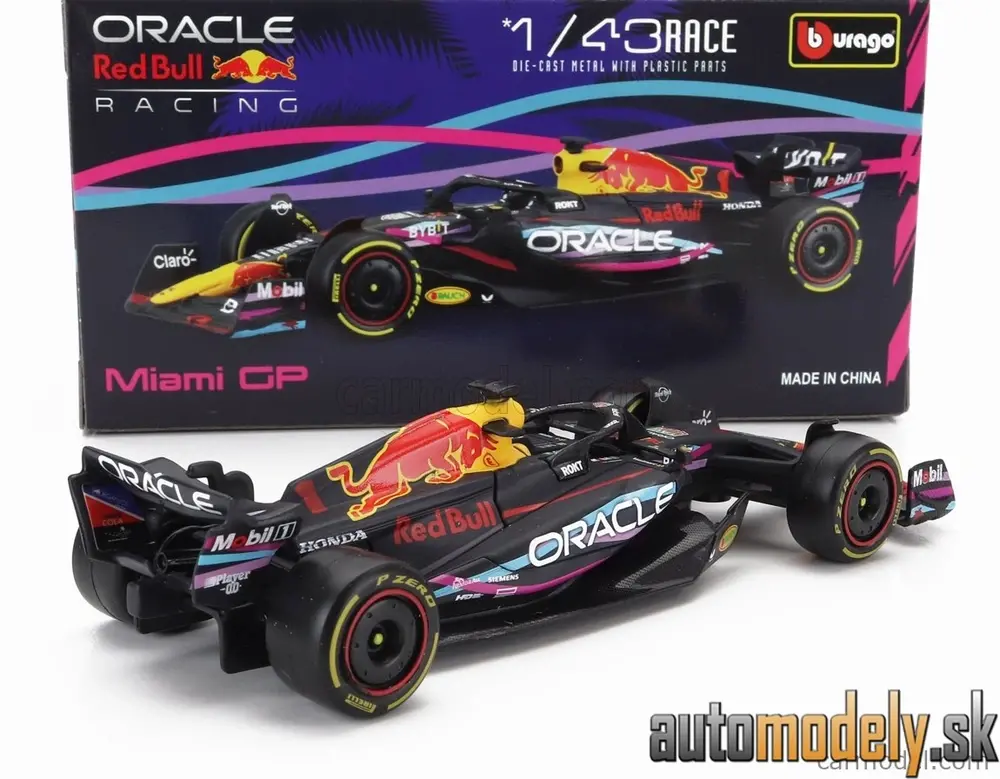 BURAGO - RED BULL F1 RB19 TEAM ORACLE RED BULL RACING N 1 WORLD CHAMPION WINNER MIAMI GP 2023 MAX VERSTAPPEN MATT BLUE - 1:43