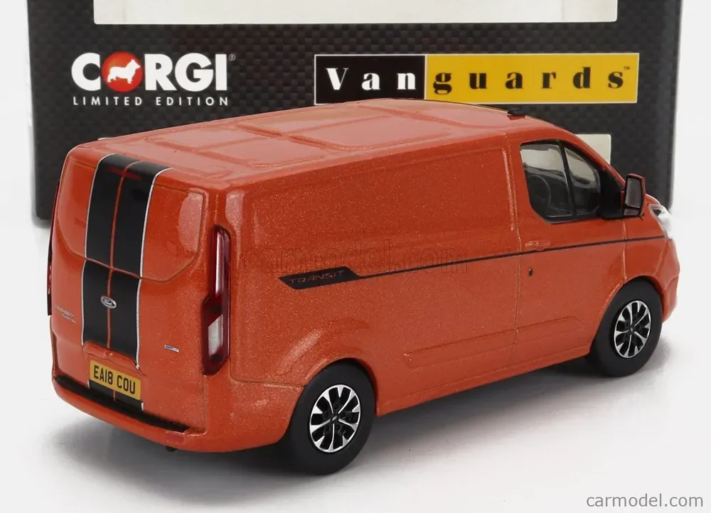 Vanguards - FORD ENGLAND TRANSIT CUSTOM VAN 2018 ORANGE MET - 1:43