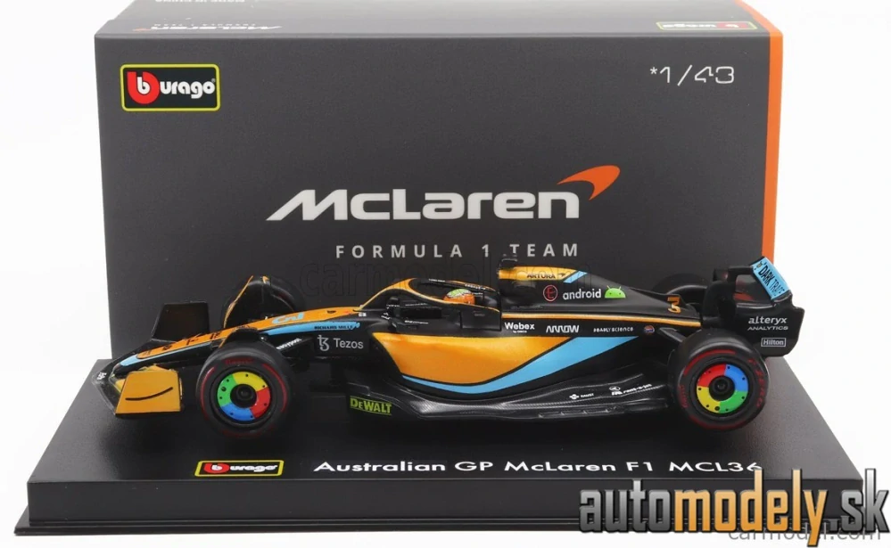 BURAGO - McLAREN - F1 MCL36 TEAM MCLAREN N 3 AUSTRALIAN GP 2022 DANIEL RICCIARDO - 1:43