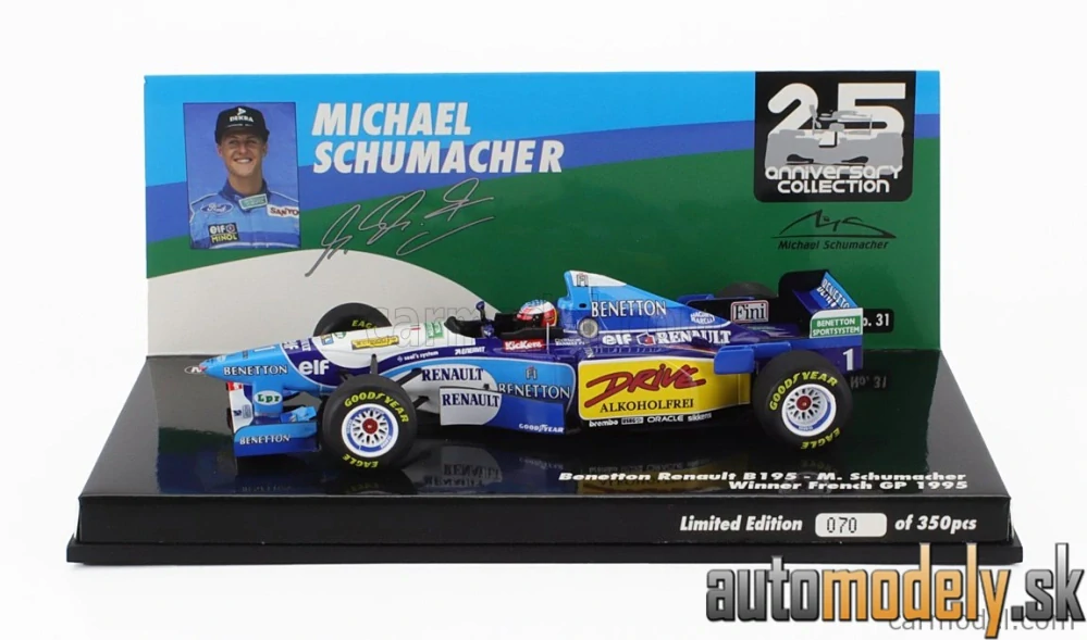 MINICHAMPS - BENETTON - F1 B195 TEAM MILD SEVEN RENAULT N 1 WORLD CHAMPION WINNER FRENCH GP 1995 MICHAEL SCHUMACHER - 1:43