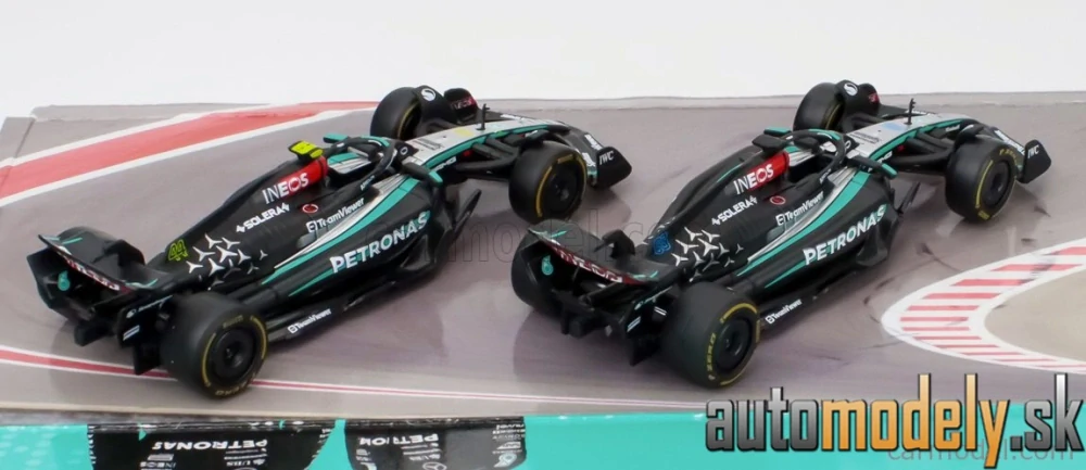 BURAGO - MERCEDES GP - SET F1 2X W15 EQ PERFORMANCE TEAM AMG PETRONAS MOTORSPORT N 44 SEASON 2024 LEWIS HAMILTON + N 63 SEASON 2024 GEORGE RUSSELL - 1:43