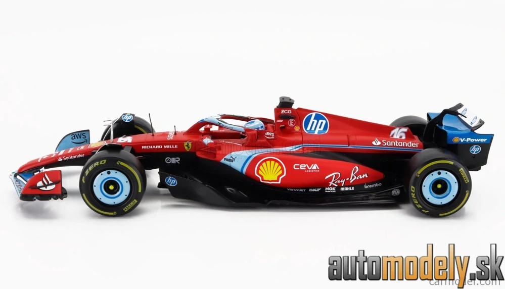 Bburago - FERRARI - F1 SF-24 TEAM SCUDERIA FERRARI N 16 3rd MIAMI GP 2024 CHARLES LECLERC - 1:18