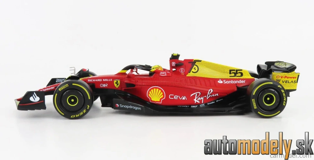 Bburago - FERRARI - F1-75 SCUDERIA FERRARI N 55 4th MONZA GP ITALY 2022 CARLOS SAINZ - YELLOW WHEELS - 1:18