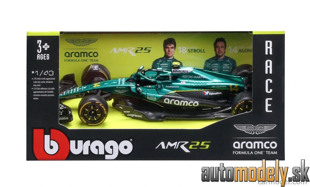 Bburago - ASTON MARTIN - F1 AMR25 TEAM ARAMCO COGNIZANT N 14 SEASON 2025 FERNANDO ALONSO - 1:43