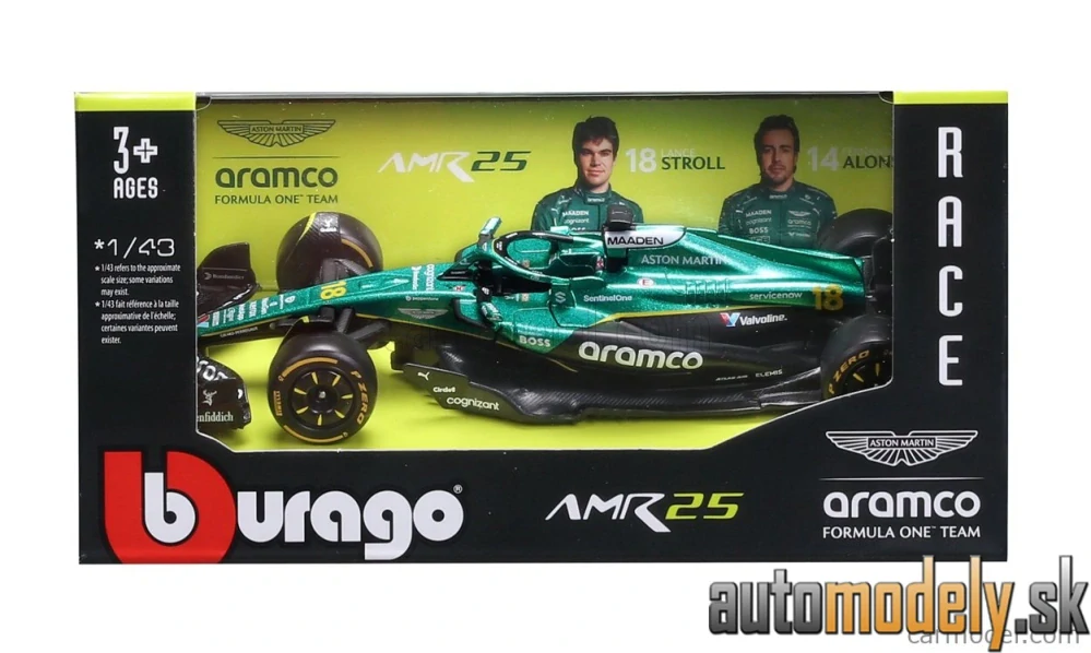 Bburago - ASTON MARTIN - F1 AMR25 TEAM ARAMCO COGNIZANT N 18 SEASON 2025 LANCE STROLL - 1:43