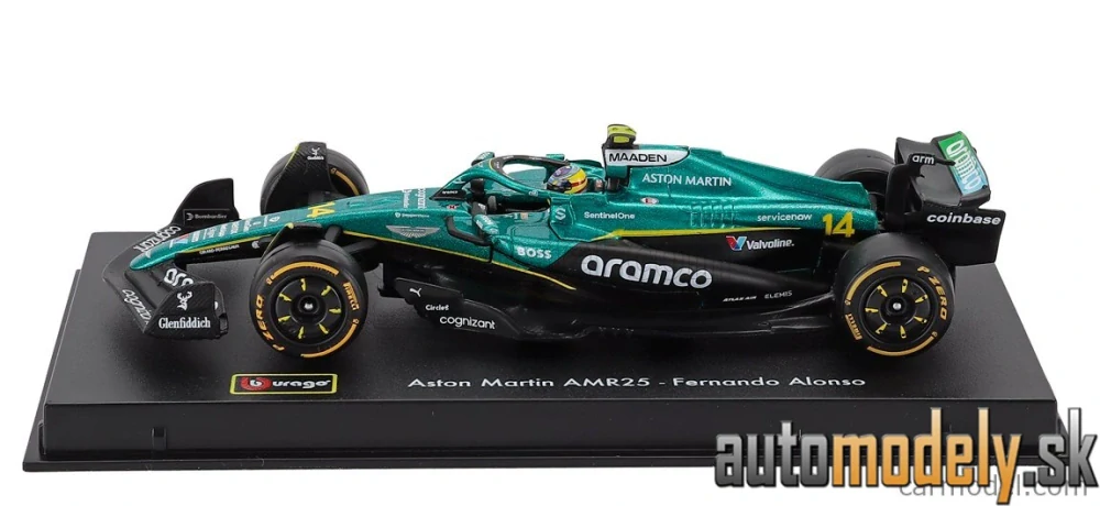 Bburago - ASTON MARTIN - F1 AMR25 TEAM ARAMCO COGNIZANT N 14 SEASON 2025 FERNANDO ALONSO - 1:43