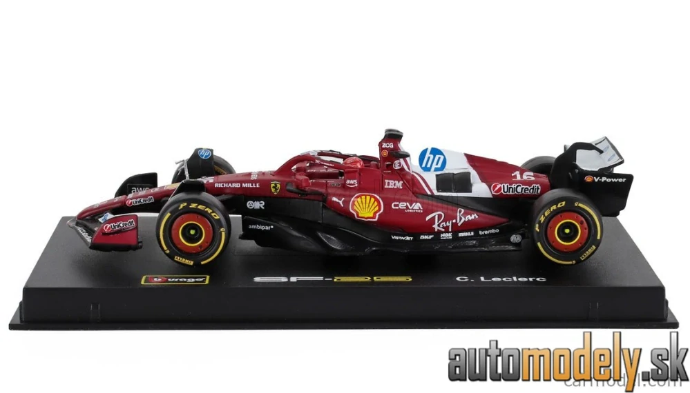 Bburago - FERRARI - F1 SF-25 TEAM SCUDERIA FERRARI HP N 16 SEASON 2025 CHARLES LECLERC - 1:43