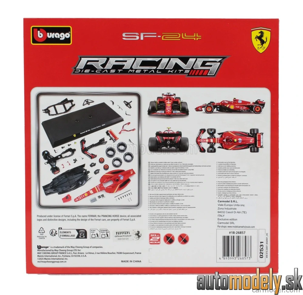 Bburago - FERRARI - F1 SF-24 TEAM SCUDERIA FERRARI N 55 SEASON 2024 CARLOS SAINZ - 1:24