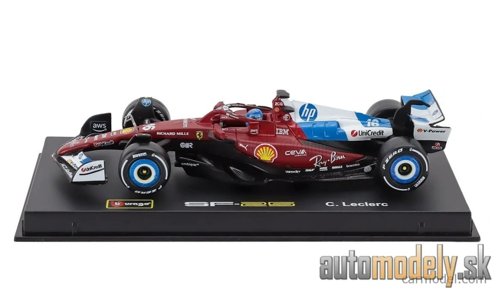 Bburago - FERRARI - F1 SF-25 TEAM SCUDERIA FERRARI HP N 16 MIAMI GP 2025 CHARLES LECLERC - 1:43