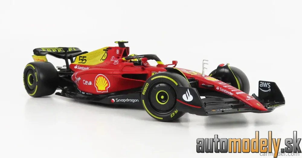 Bburago - FERRARI - F1-75 SCUDERIA FERRARI N 55 4th MONZA GP ITALY 2022 CARLOS SAINZ - YELLOW WHEELS - RED YELLOW - 1:18