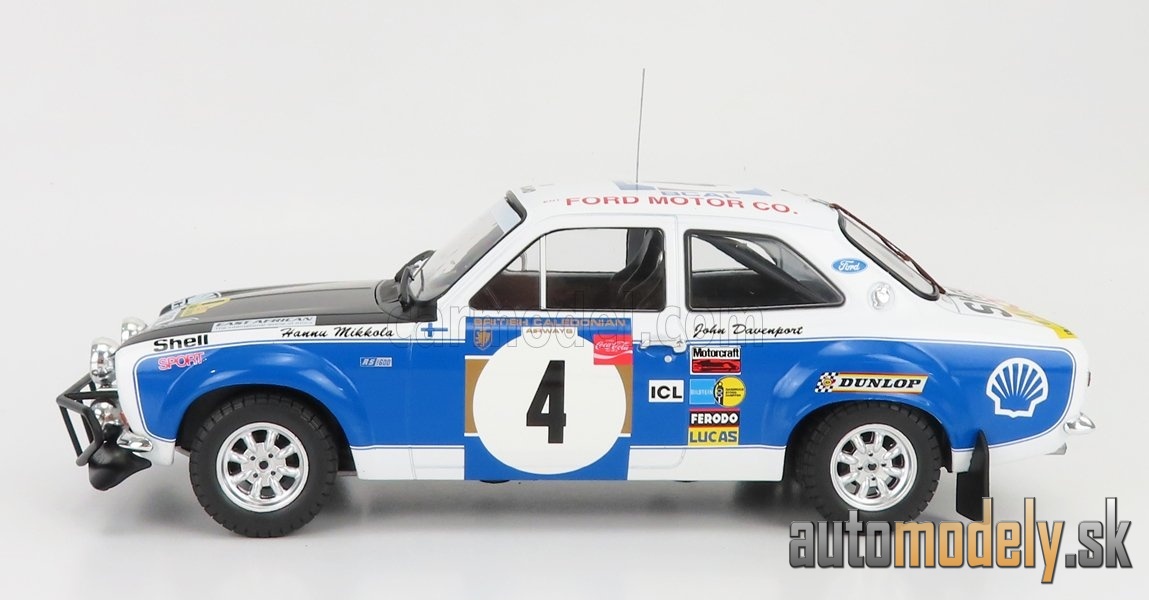 IXO-MODELS - FORD ENGLAND - ESCORT MKI RS 1600 (night version) N 4 RALLY SAFARI 1973 H.MIKKOLA - J.DAVENPORT - 1:18
