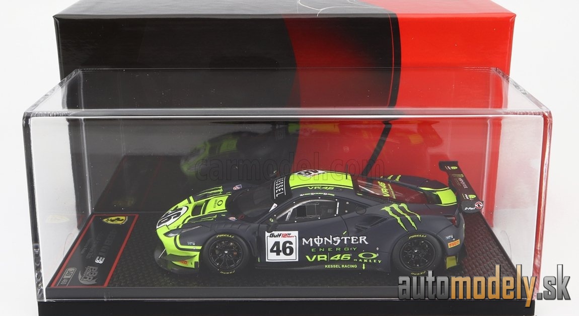 BBR-MODELS - FERRARI - 488 GT3 3.9L TURBO V8 TEAM KESSEL RACING VR46 N 46 12h GULF 2021 VALENTINO ROSSI - LUCA MARINI - A.SALUCCI "UCCIO" - CON VETRINA - WITH SHOWCASE - 1:43