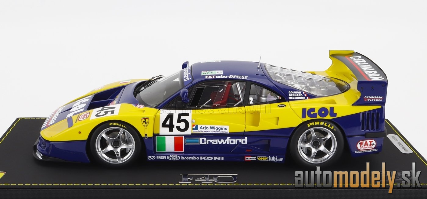 BBR-MODELS - FERRARI - F40 GTE 3.5L TURBO V8 TEAM ENNEA SRL IGOL N 45 24h LE MANS 1996 J.M.GOUNON - E.BERNARD - P.BELMONDO - 1:18