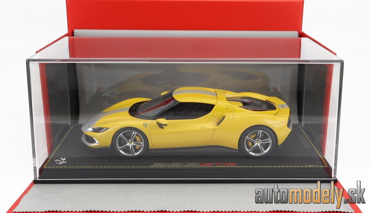 BBR-MODELS - FERRARI - 296 GTB ASSETTO FIORANO 2022 - CON VETRINA - WITH SHOWCASE (GIALLO MODENA - YELLOW SILVER) - 1:18