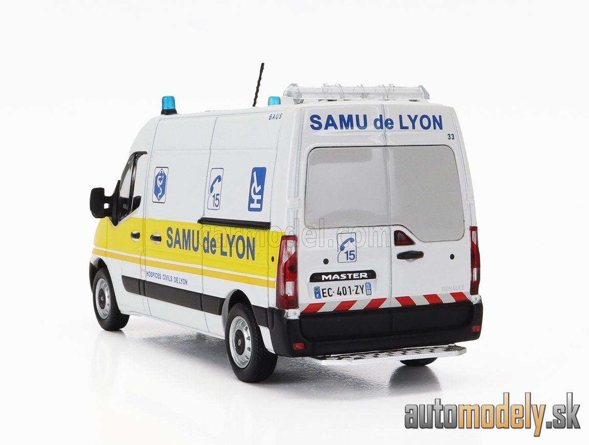 NOREV - RENAULT - MASTER VAN SAMU DE LYON AMBULANCE 2014 (WHITE YELLOW) - 1:43