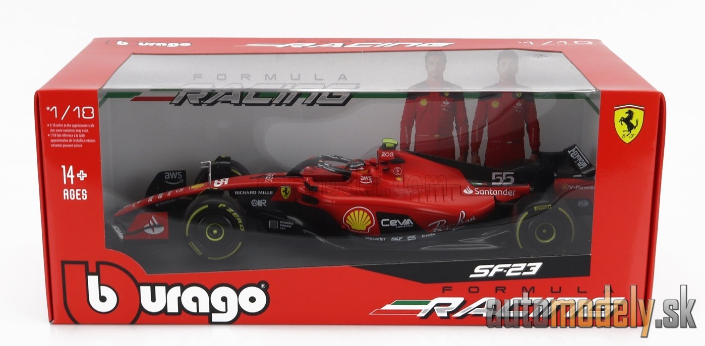 BURAGO - FERRARI - F1 SF-23 TEAM SCUDERIA FERRARI N 55 SEASON 2023 CARLOS SAINZ - 1:18