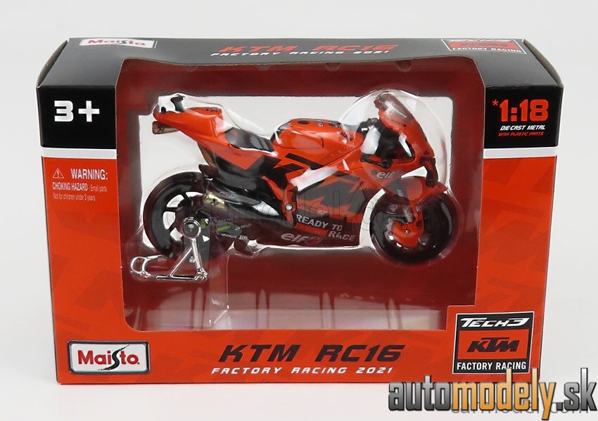 Maisto - KTM - RC16 TECH3 KTM FACTORY RACING TEAM N 9 MOTOGP 2021 DANILO PETRUCCI - ORANGE BLACK - 1:18