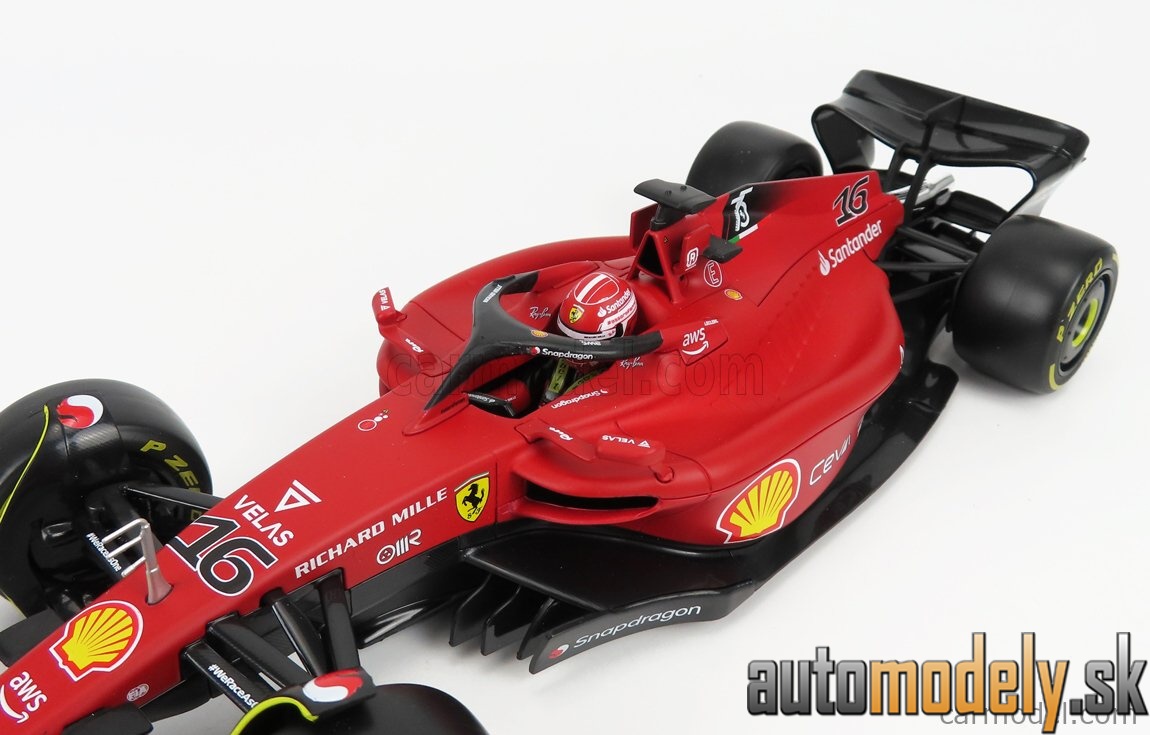 Bburago - FERRARI - F1-75 SCUDERIA FERRARI N 16 SEASON 2022 CHARLES LECLERC - YELLOW WHEELS - RED - 1:18