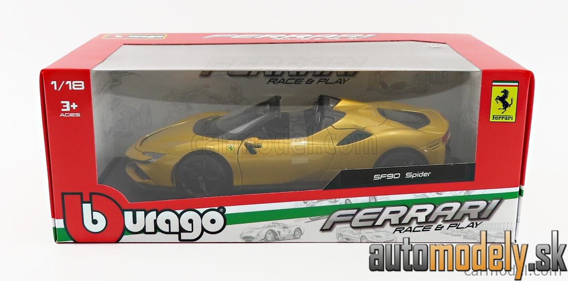 Bburago - FERRARI - SF90 STRADALE HYBRID SPIDER 1000hp OPEN 2020 - GIALLO MONTECARLO - YELLOW MET - 1:18