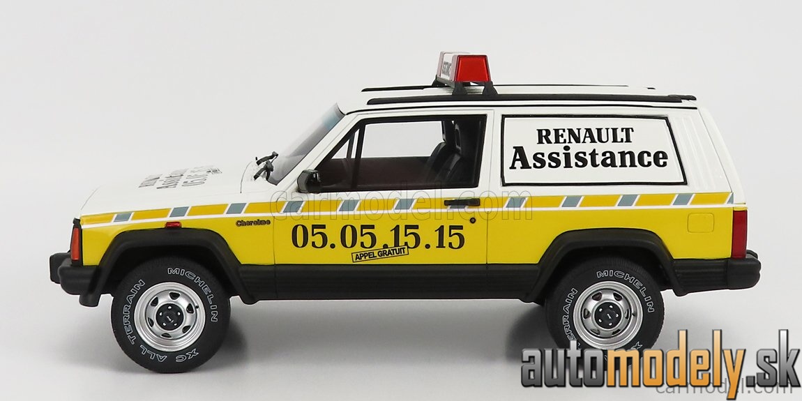OttOmobile - JEEP CHEROKEE REANULT ASSISTANCE 1995 WHITE YELLOW - 1:18