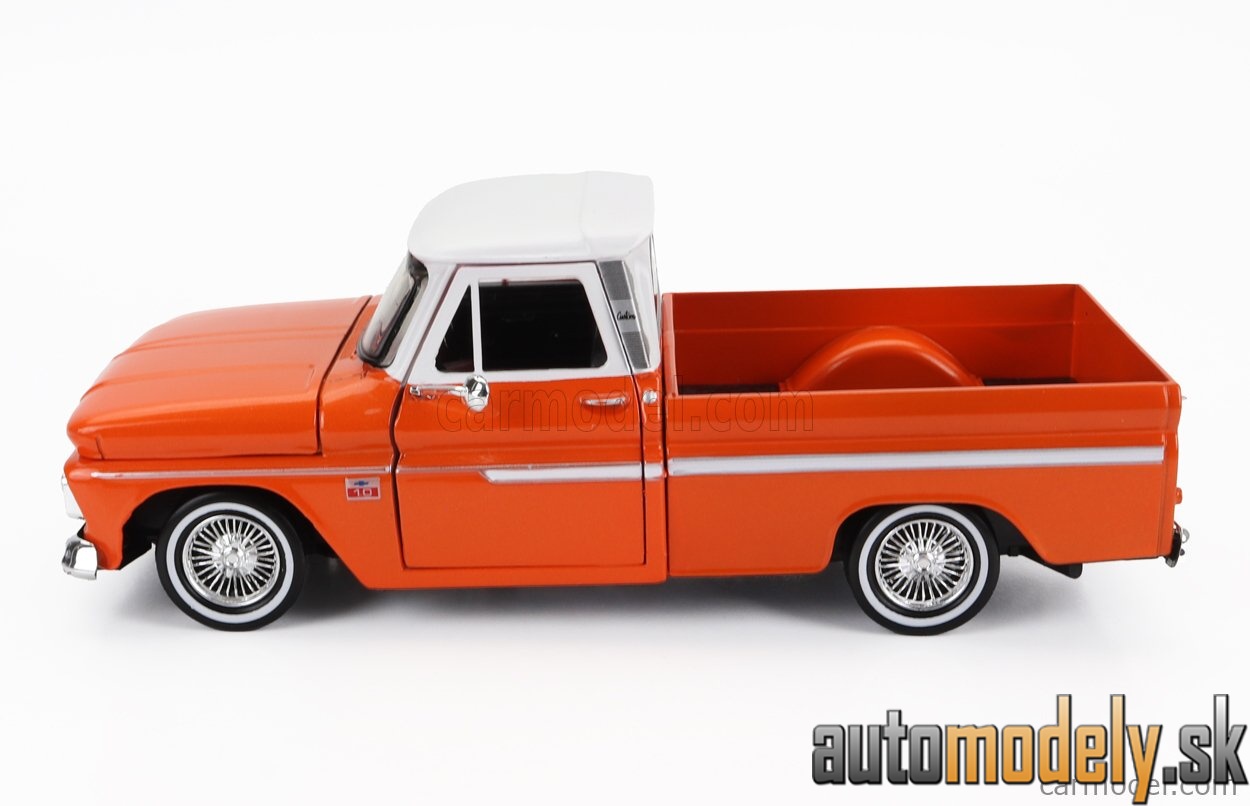 Motormax - CHEVROLET CHEVY C-10 FLEETSIDE PICK-UP CUSTOM 1966 ORANGE MET WHITE - 1:24