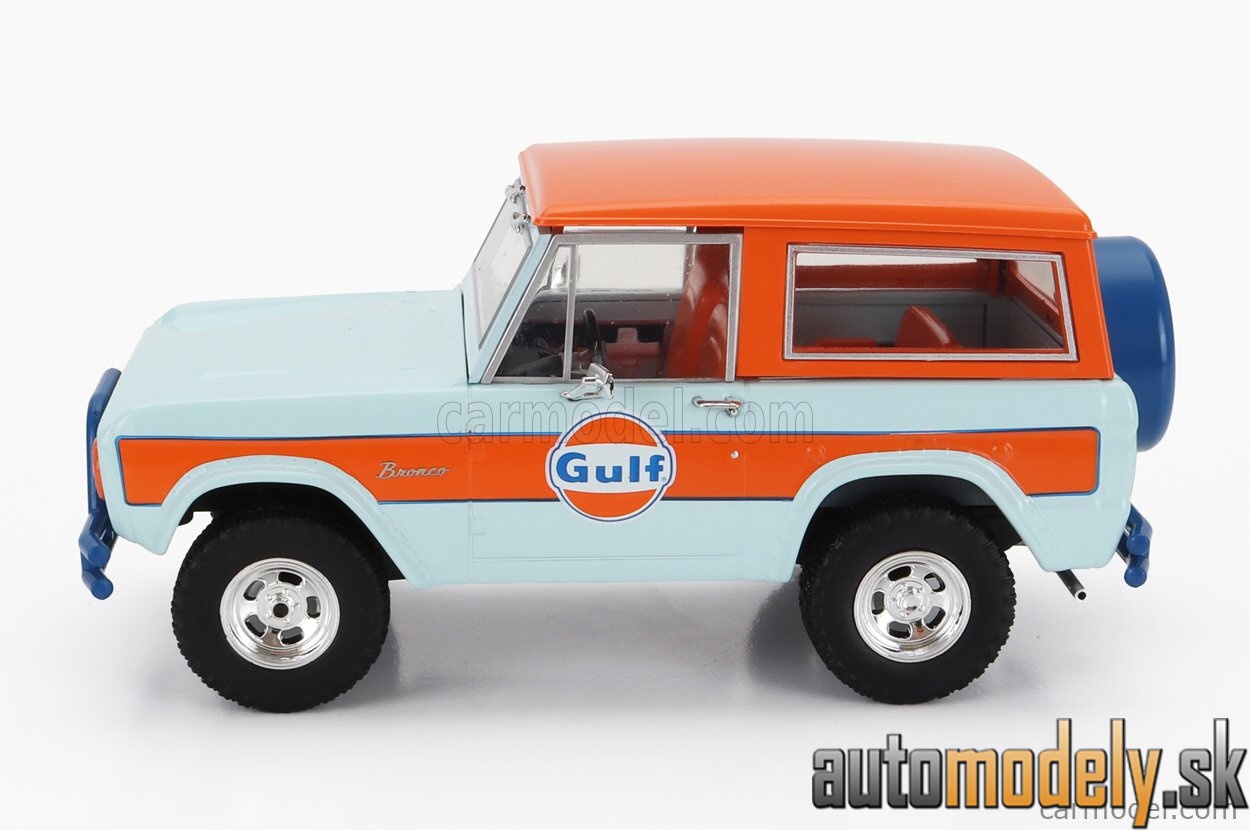 Maisto - FORD USA BRONCO OPEN GULF 1966 LIGHT BLUE ORANGE - 1:24