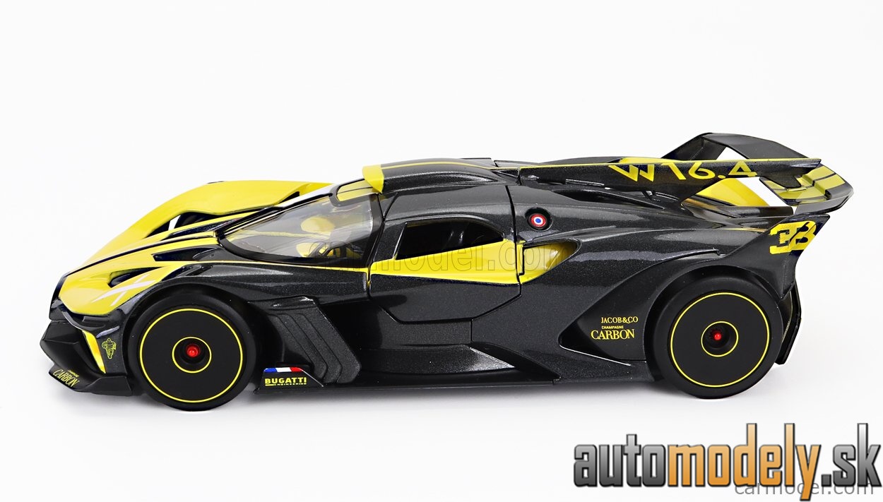 Maisto - BUGATTI BOLIDE W16 8.0 FOUR-TURBO 1850hp 500km/h 2020 YELLOW BLACK - 1:24