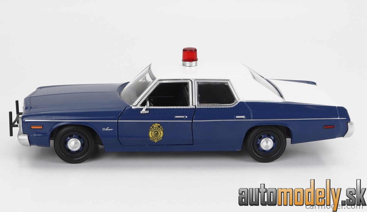 GreenLight - DODGE MONACO KANSAS HIGHWAY PATROL POLICE 1975 BLUE WHITE - 1:24