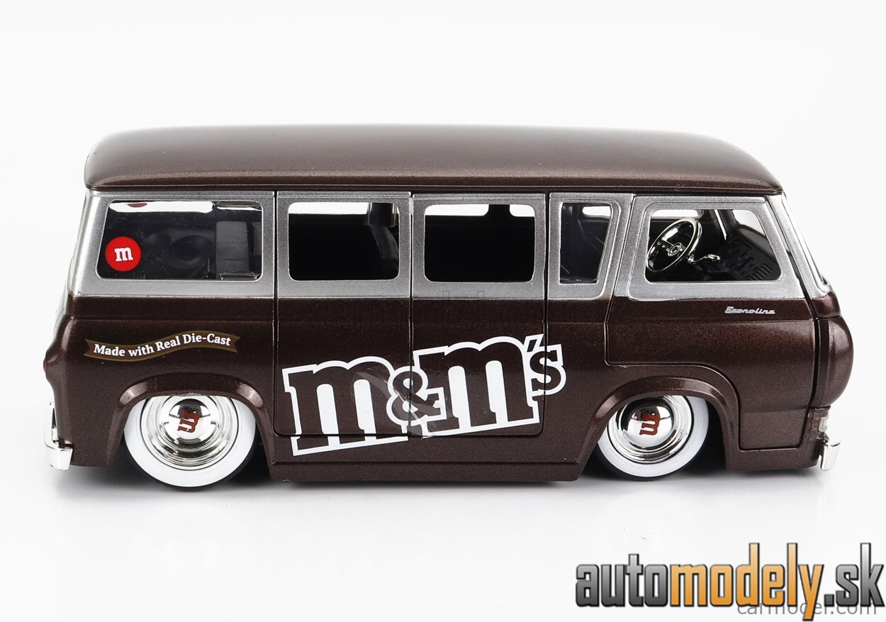 Jada - FORD USA ECONOLINE MINIBUS WITH M&M's FIGURE 1965 BROWN - 1:24