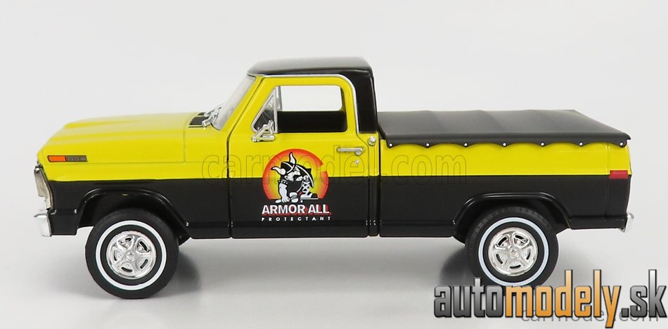 GreenLight - FORD USA F-100 PICK-UP ARMOR ALL WITH BLACK COVER 1970 YELLOW BLACK - 1:24