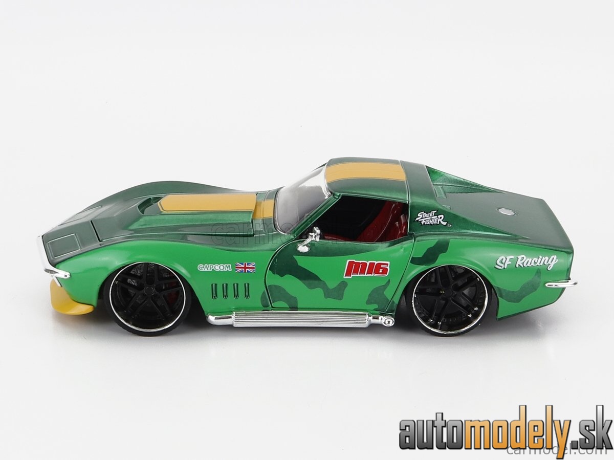 Jada - CHEVROLET CORVETTE ZL1 STINGRAY 1969 WITH CAMMY STREET FIGHTER FIGURE GREEN YELLOW - 1:24