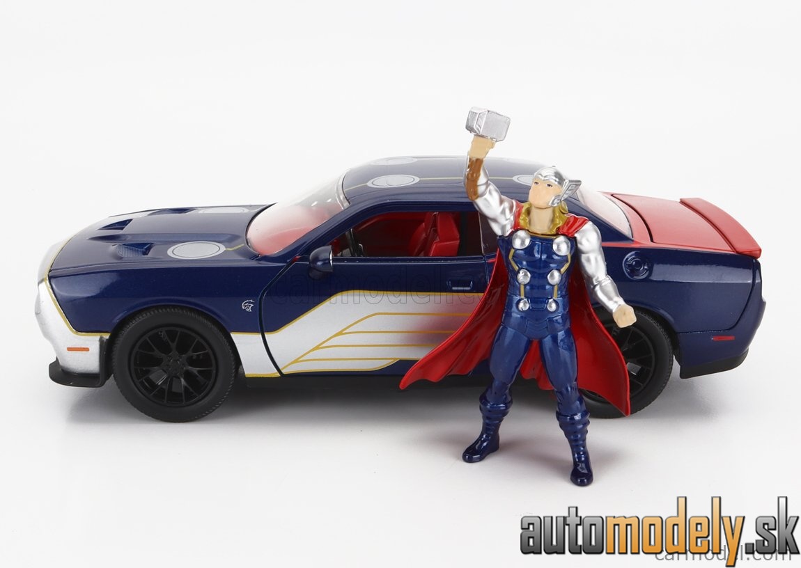 Jada - DODGE CHALLENGER SRT8 WITH THOR FIGURE 2015 BLUE SILVER - 1:24