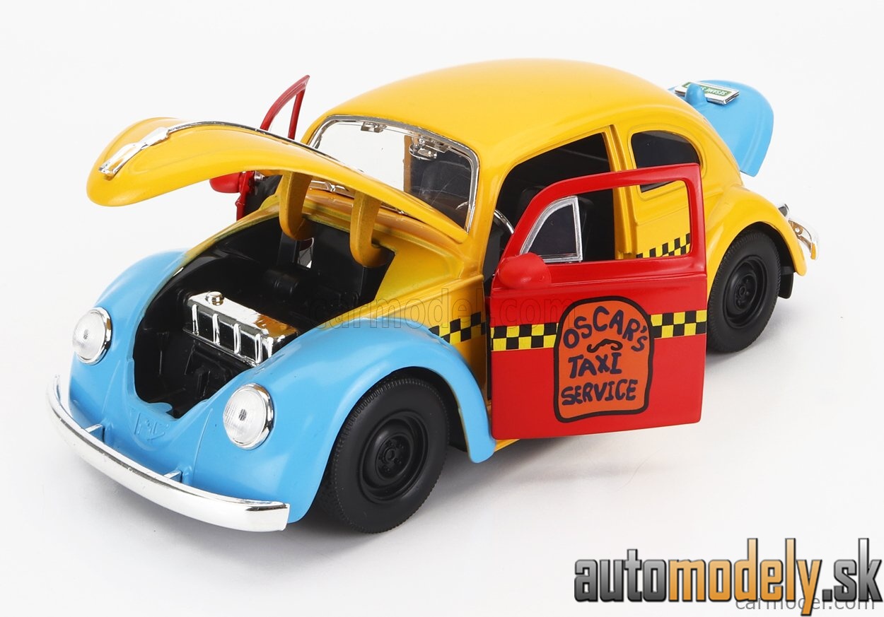 Jada - VOLKSWAGEN BEETLE MAGGIOLINO WITH OSCAR THE GROUNCH SESAME STREET FIGURE 1959 YELLOW RED BLUE - 1:24