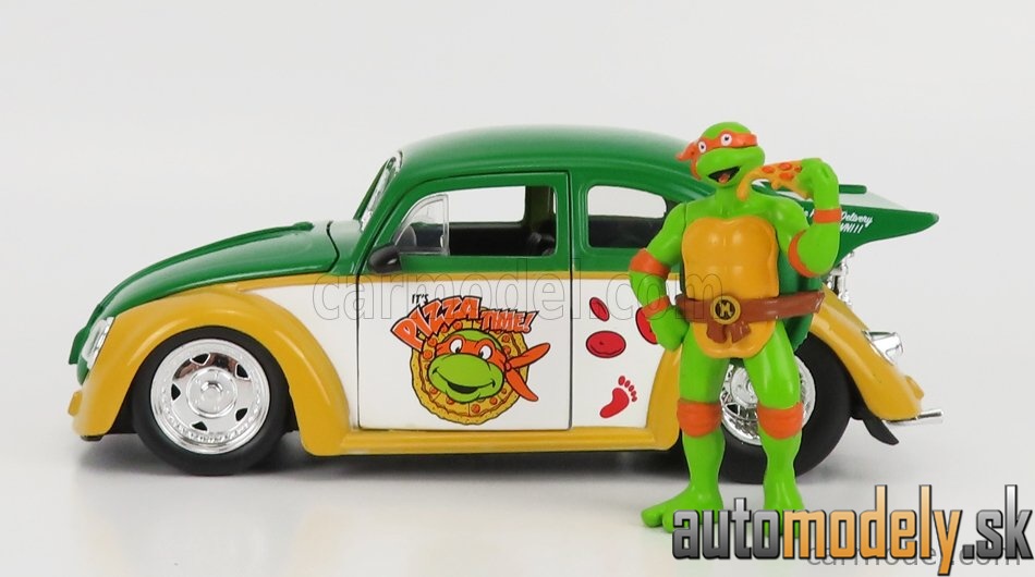 Jada - VOLKSWAGEN BEETLE 1962 MICHELANGELO NINJA TURTLES YELLOW GREEN - 1:24