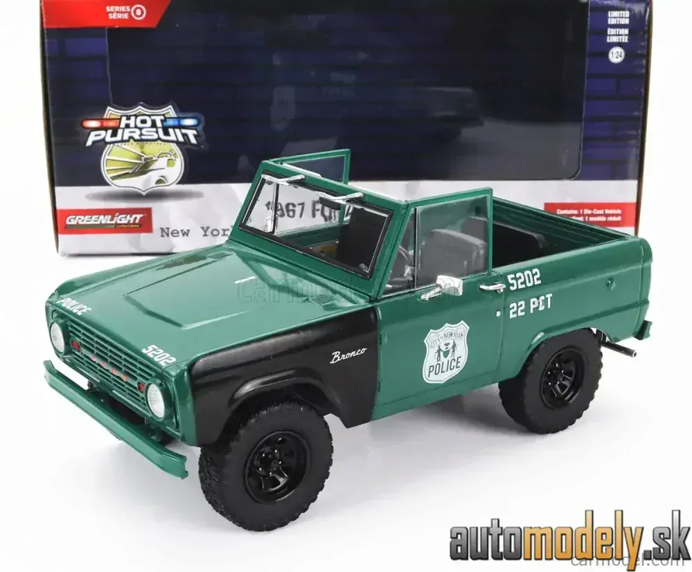 GreenLight - FORD BRONCO NEW YORK POLICE DEPARTMENT NYPD 1967 GREEN WHITE - 1:24
