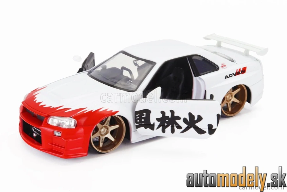 JADA - NISSAN - SKYLINE GT-R (R34) ADVAN 2002 WITH STREET FIGHTER RYU FIGURE - 1:24