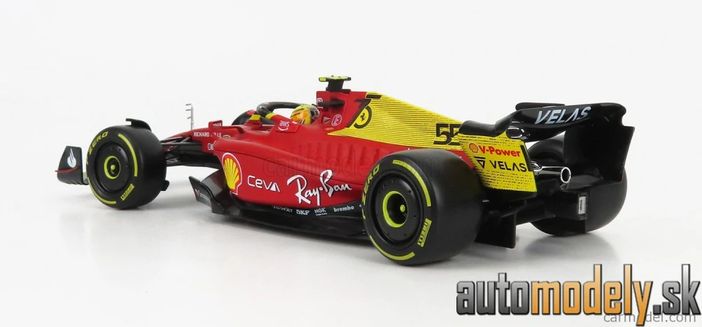 Bburago - FERRARI - F1-75 SCUDERIA FERRARI N 55 4th MONZA GP ITALY 2022 CARLOS SAINZ - YELLOW WHEELS - 1:18