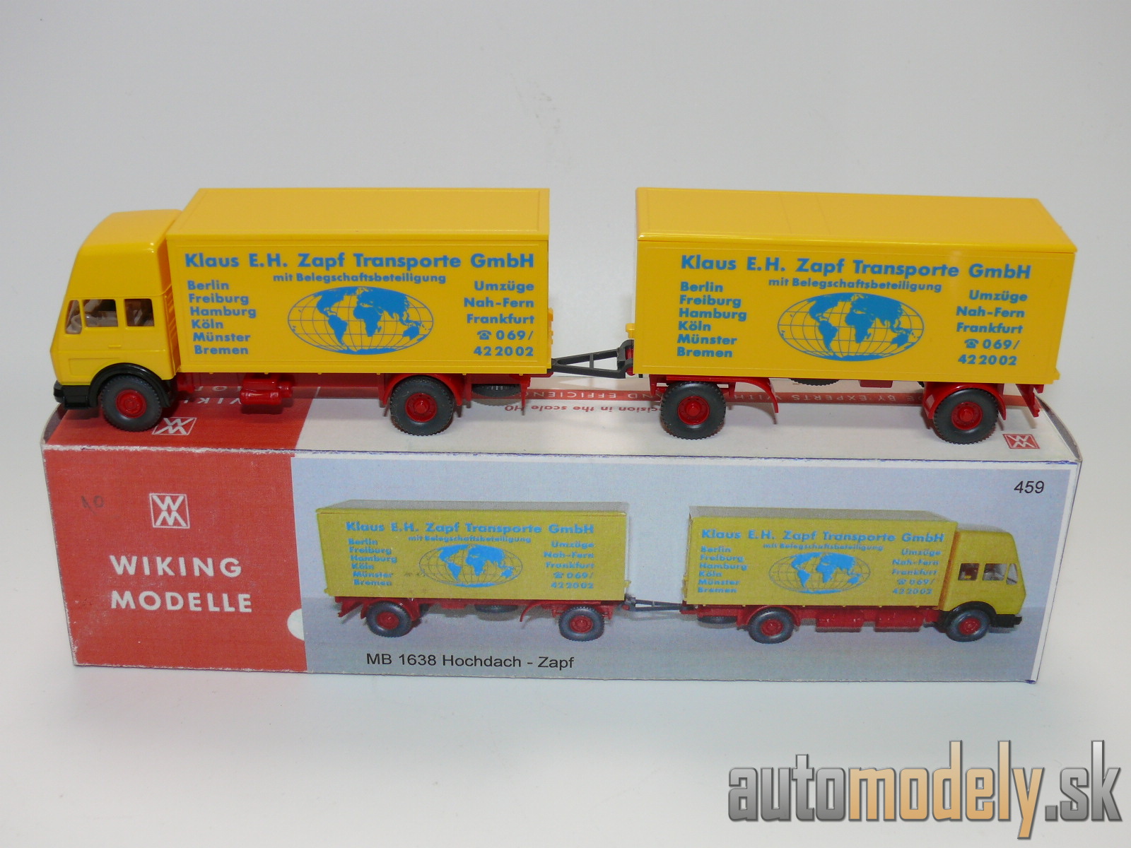Wiking 459 - MB 1638 Hochdach "Klaus E.H. Zapf Transporte GmbH" Mercedes-Benz - HO 1:87